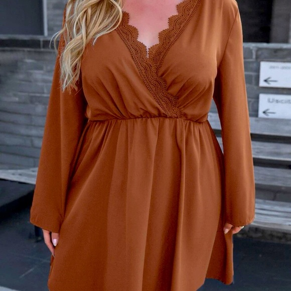 SHEIN Dresses & Skirts - Sz.14 Rust brown dress. Brand new, never worn.